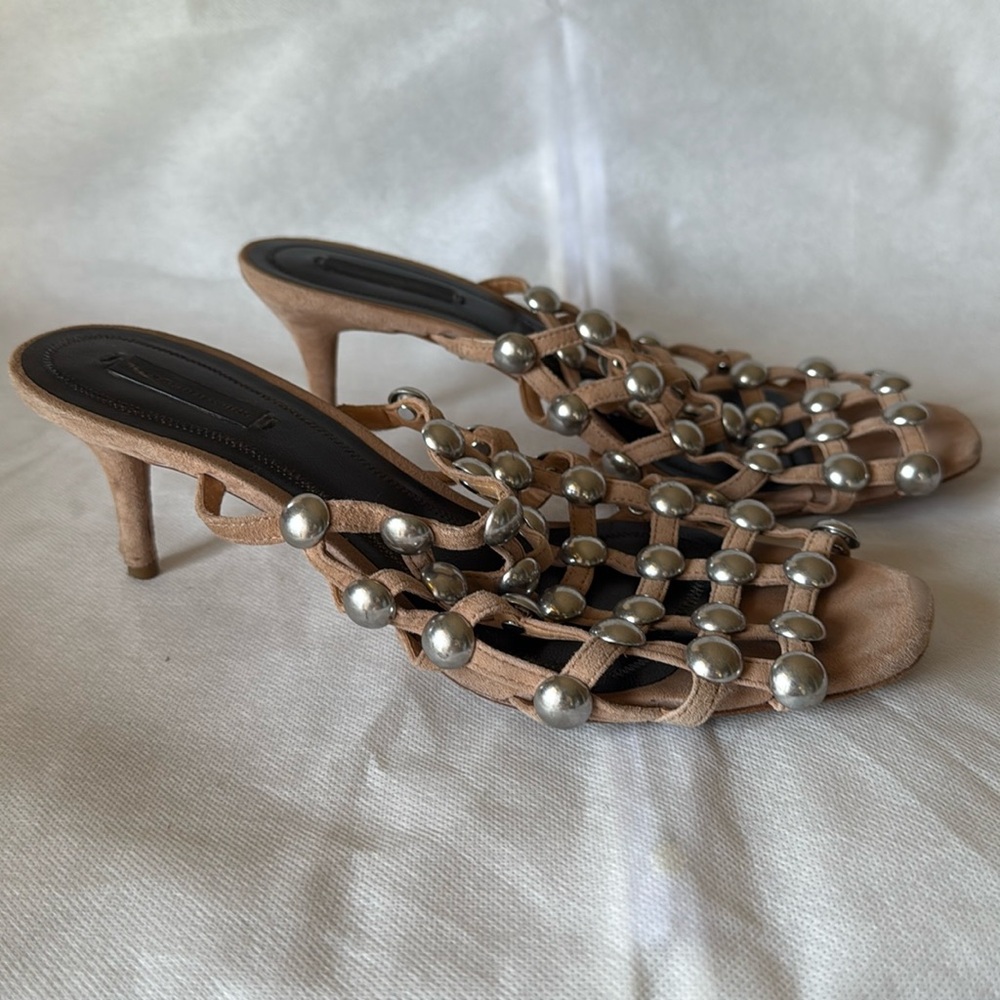 Alexander Wang Leather Cutout Sandals low heel